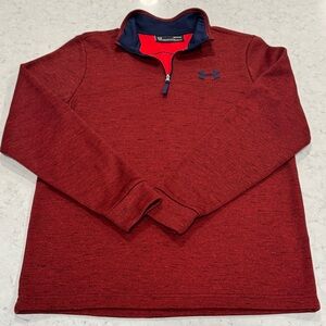 Men’s S Under Armour 1/4 Zip Pullover Fleece Long Sleeve Coldgear Navy Burgandy